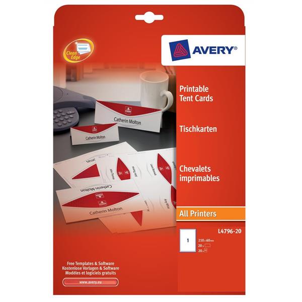 Avery, 1931[^]392720 (210 x 60mm) Printable Business Tent Cards