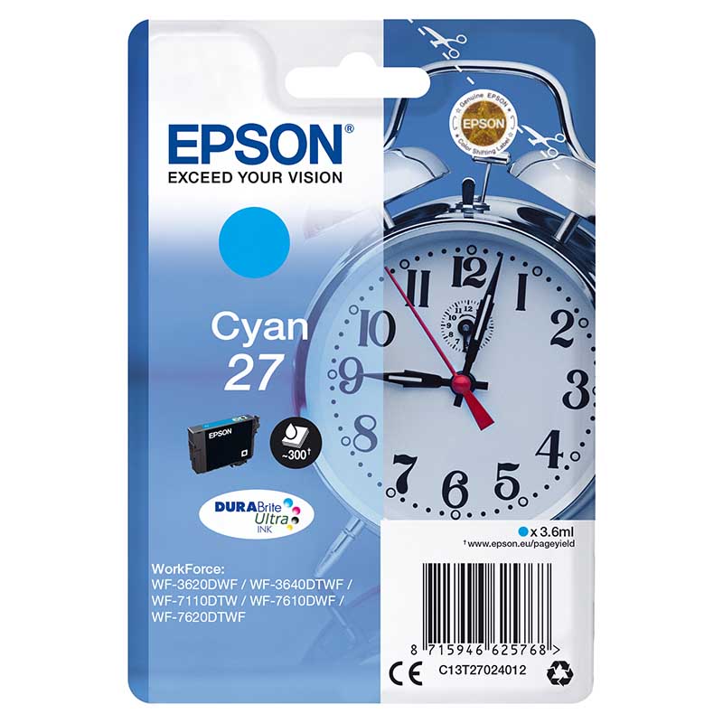 Epson 27 (T2702) Cyan Original Standard Capacity Ink Cartridge