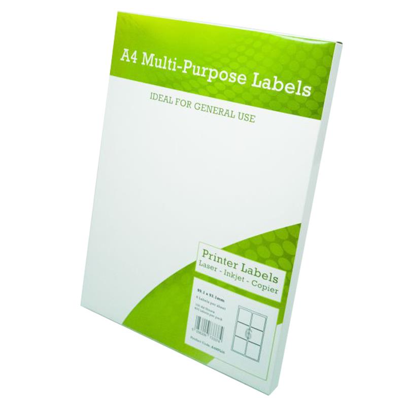 Multipurpose Labels A4 6 Per Sheet 99.1 x 93.1mm White [Pack 100]