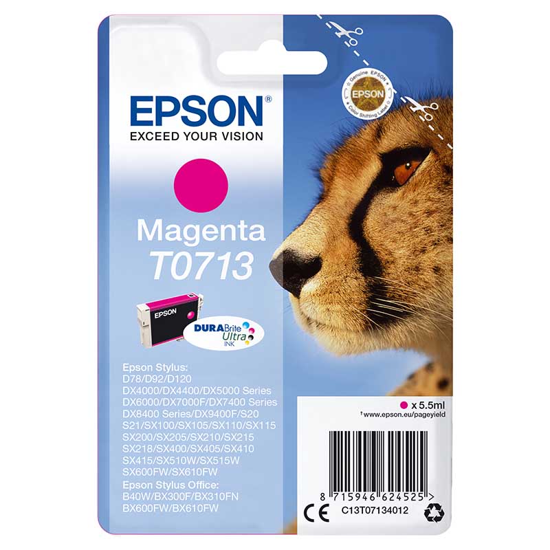 Epson T0713 (T071340) Magenta Original Ink Cartridge (Cheetah)