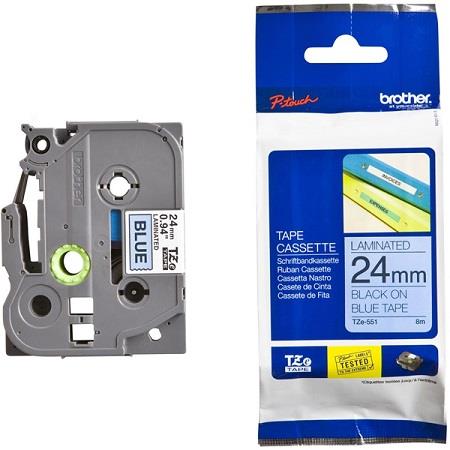 Brother TZe-551 Original P-Touch Label Tape (24mm x 8m) Black On Blue