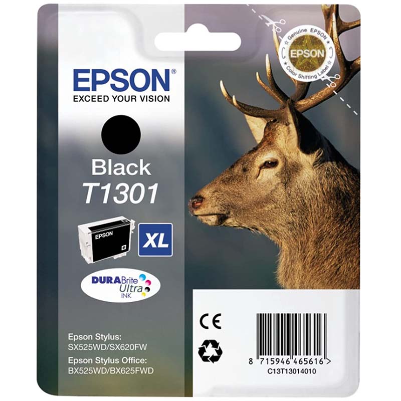 Epson T1301 (T130140) Black Extra High Capacity Original Ink Cartridge (Stag)