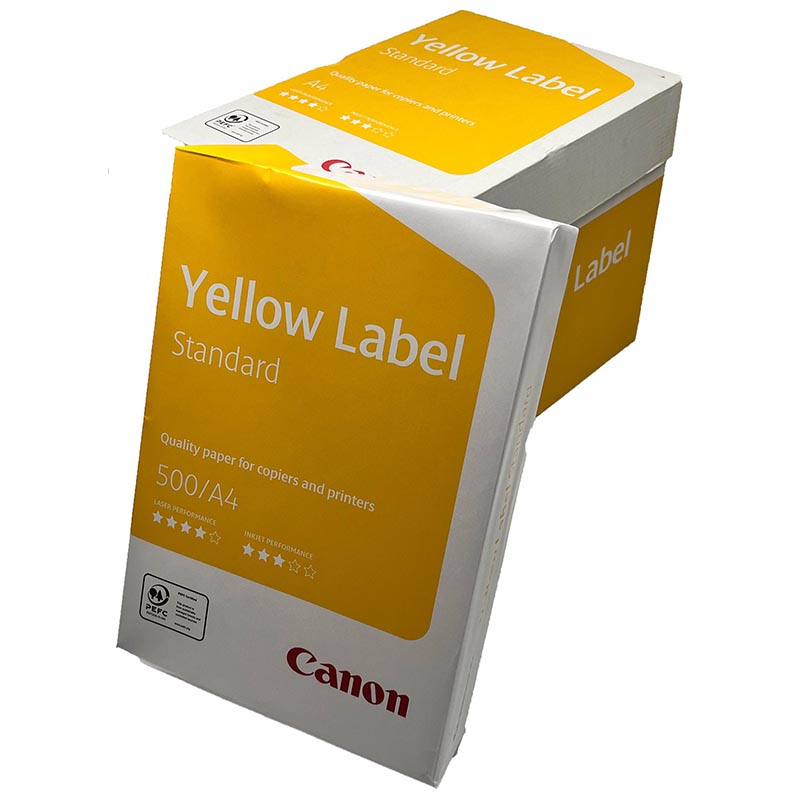 Canon Yellow Label Standard PEFC A4 White Paper Pack of 5 Reams of 500 80GSM