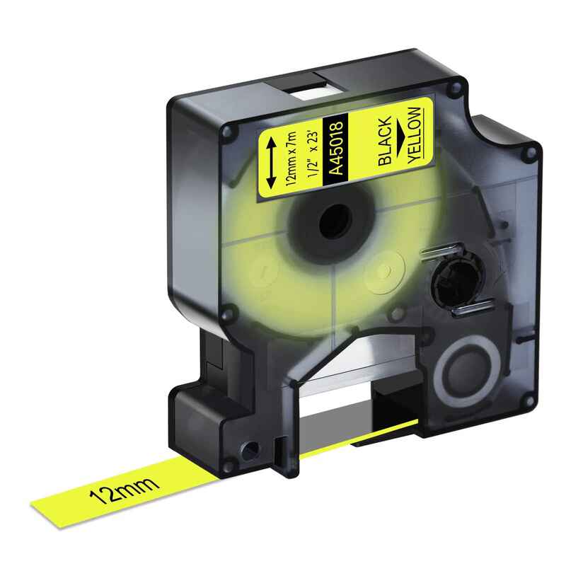 Compatible Dymo 45018 (S0720580) Label Tape (12mm x 7m) Black On Yellow