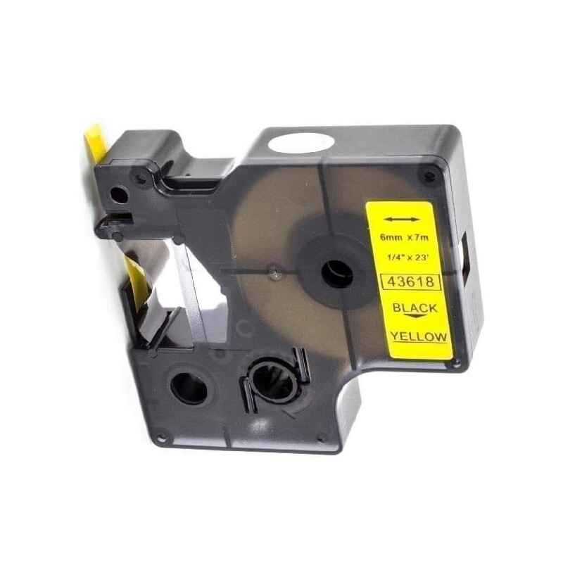 Compatible Dymo 43618 (S0720790) Label Tape (6mm x 7m) Black On Yellow