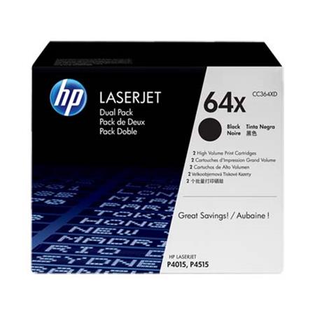 HP 64X (CC364XD) Original Black Laserjet Toner Cartridge - Twin Pack