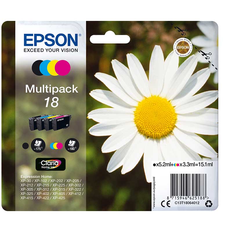 Epson 18 (T18064010) Original Claria Home Standard Capacity Multipack (Daisy)